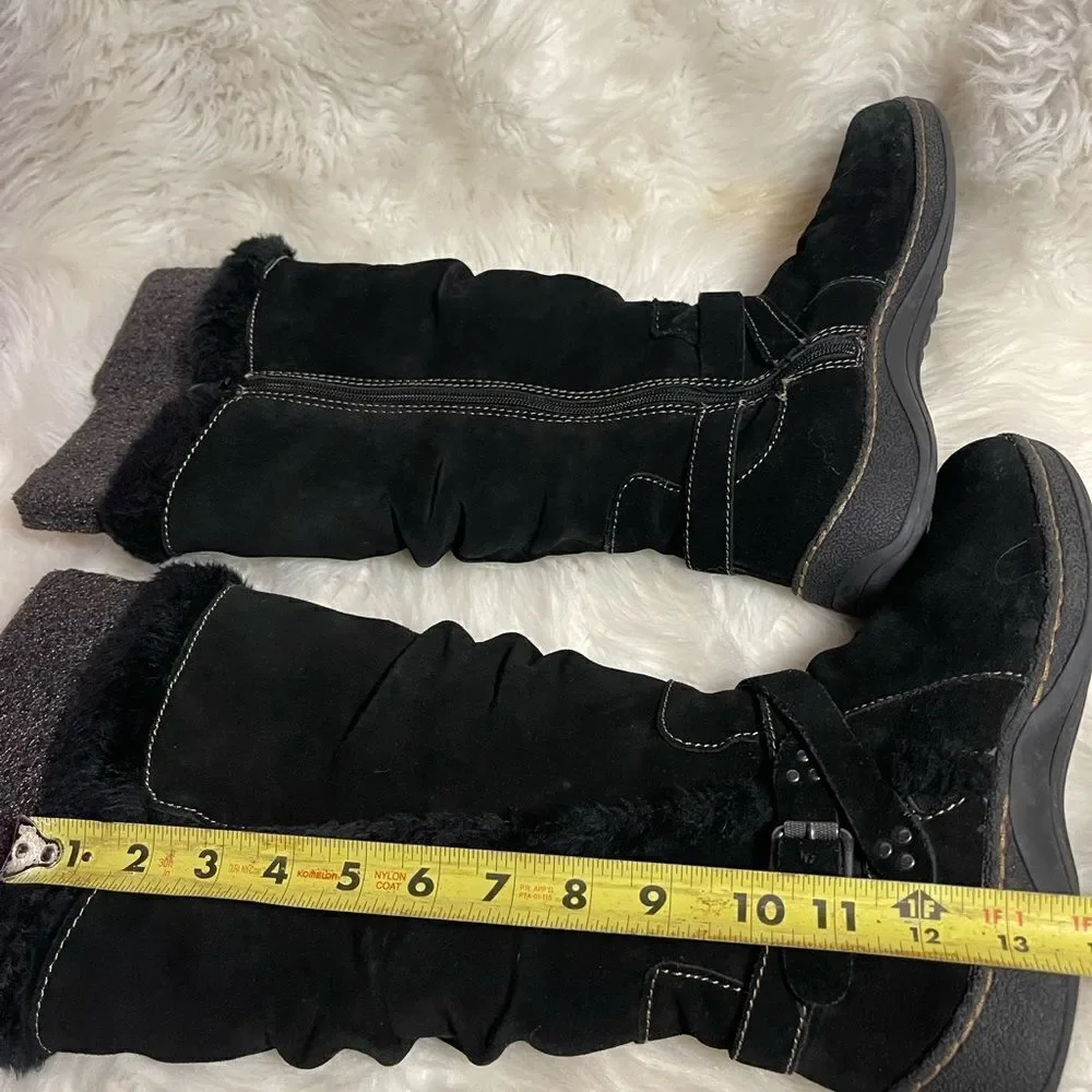 Bare traps Emalyn leather suede Black mid calf boots.Faux fur lining  SZ11M 9M